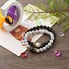 Natural Lava Rock & Natural and Synthetic Howlite Stretch Bracelets Set for Couples Best Friendship BJEW-JB06869-6