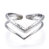 Non-Tarnish 304 Stainless Steel Heart Open Cuff Ring LS-RJEW-N040-46-2