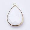 Golden Tone Brass Glass Teardrop Pendants GLAA-M006-A-22G-2