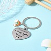 1Pc Mother's Day Gift 201 Stainless Steel Heart with Word Remember I Love You Mom Keychains KEYC-FS0001-11-7