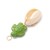 4Pcs 4 Styles Natural Cowrie Shell & Dyed Synthetic Turquoise Turtle Copper Wire Wrapped Pendants PALLOY-JF04035-03-5