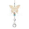 201 Stainless Steel Butterfly Shape & Rainbow Crystal Glass Hanging Suncatcher HJEW-JM04682-2