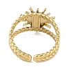 Ion Plating(IP) 304 Stainless Steel Enamel Cuff Finger Rings RJEW-L107-053G-01-3