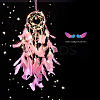 Indian Style Cotton Rope Woven Net/Web with Feather Pendant Decoration HJEW-PW0001-029A-02-1