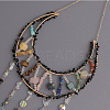 Brass Wire Wrapped Natural Mixed Gemstone Chips Moon Suncatchers HJEW-D302-05-3