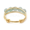 Natural Round Green Aventurine Beaded Finger Rings RJEW-TA00118-04-4