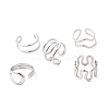 5Pcs 304 Stainless Steel Open Cuff Rings for Women RJEW-K313-04P-4