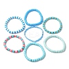 7Pcs 7 Style Polymer Clay Heishi Surfer Stretch Bracelets Set BJEW-SW00088-01-1
