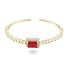 Cubic Zirconia Rectangle Open Cuff Bangle BJEW-G651-05G-05-1