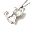 Alloy Rhinestone Cat Pandant Necklace with Cable Chains LS-NJEW-K248-01P-01-3
