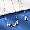 201 Stainless Steel Number 444 with Butterfly Wings Pendant Necklaces NJEW-P332-01B-P-3