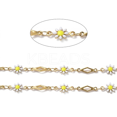 Ion Plating(IP) Golden 304 Stainless Steel Flower & Rhombus Link Chains CHS-D036-01G-02-1