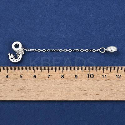 Brass Pave Clear Cubic Zirconia European Safety Chains with Charms KK-L236-16D-S-1