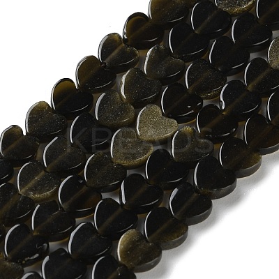 Natural Golden Sheen Obsidian Beads Strands G-M403-A46-02-1