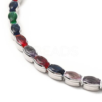 Adjustable Rack Plating Brass Cubic Zirconia & Box Chain Bracelets BJEW-A132-23P-1