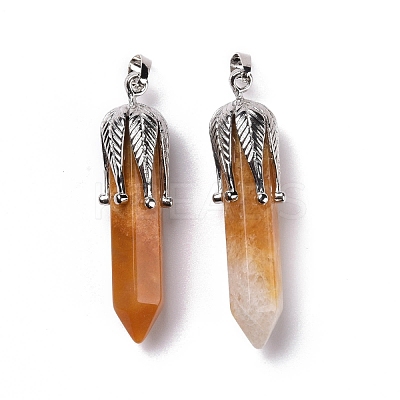 Natural Yellow Jade Big Pointed Pendants G-E059-03AS-03-1
