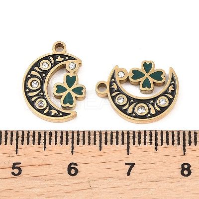 304 Stainless Steel Enamel with Rhinestone Pendants STAS-Z188-04G-1