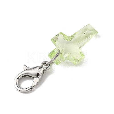 Transparent Acrylic Cross Pendant Decorations HJEW-JM04493-02-1