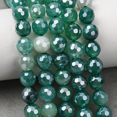 Electroplated Natural Agate Beads Strands G-B191-A07-6mm-09-1
