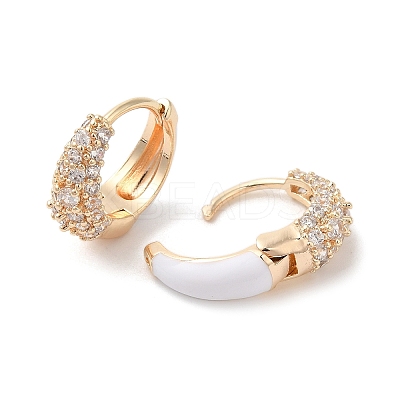 Brass Micro Pave Clear Cubic Zirconia Hoop Earrings KK-A227-11G-1