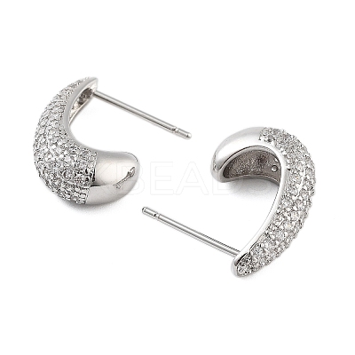 Rack Plating Teardrop Brass Stud Earrings EJEW-N055-25A-P-RS-1