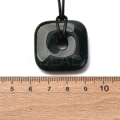 Natural Indian Agate Square Pendants Black PU Leather Cord Necklaces NJEW-K285-01E-1