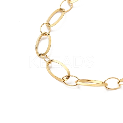 304 Stainless Steel Oval Link Chain Necklaces NJEW-Q013-09G-01-1