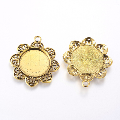 Tibetan Style Pendant Cabochon Settings LS-TIBE-A21387-AG-FF-1