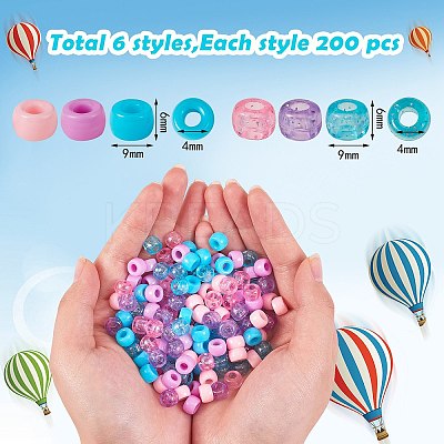 1200Pcs 2 Style 3 Colors Opaque & Transparent Acrylic European Beads OACR-SZ0001-27-1