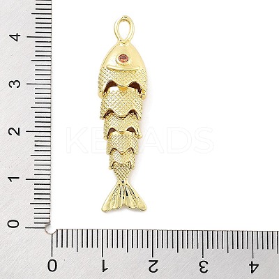 Fish Rack Plating Brass Micro Pave Cubic Zirconia Pendants X-KK-Z071-72B-01G-1