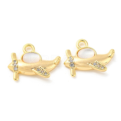Brass Micro Pave Cubic Zirconia with Shell Pendants KK-Q809-15G-1
