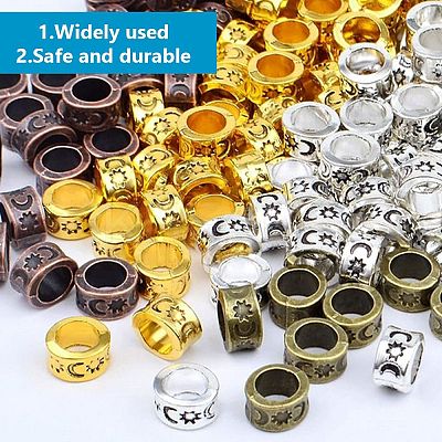 300Pcs 6 Colors Tibetan Style Alloy Spacer Beads TIBEB-GO0001-02-1