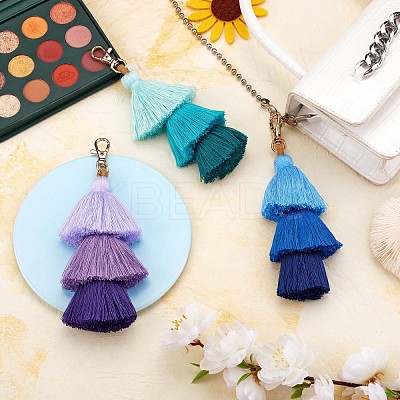 3Pcs Colorful Tassel Keychain Handmade Boho Keychain Personalized Bag Charm Tassel Keychain for Women JX282B-1