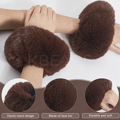 Women Imitation Rabbit Hair Cuffs Oversleeve Arm Gloves AJEW-WH20018-34A-1