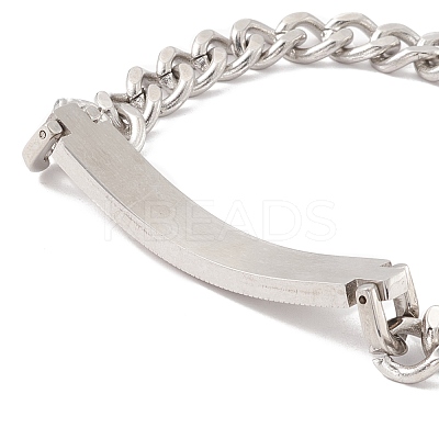 Rectangle 304 Stainless Steel Link Bracelet with Crystal Rhinestone for Men Women STAS-P304-13P-1