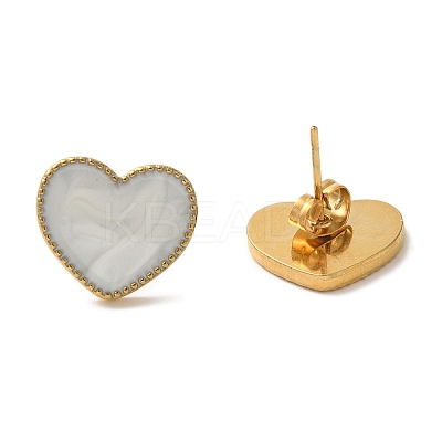 Ion Plating(IP) 304 Stainless Steel Heart Stud Earrings EJEW-C114-11A-G-1