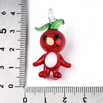 Handmade Lampwork Cartoon Radish Pendants LAMP-T025-10C-1