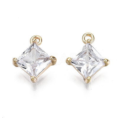Brass Micro Pave Clear Cubic Zirconia Charms X-KK-T056-65G-NF-1
