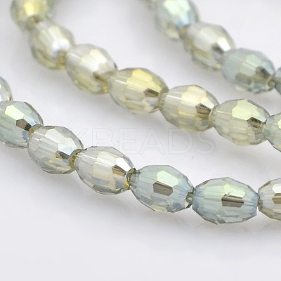 Full Rainbow Plated Glass Faceted Rice Beads Strands GLAA-A030A-FR02-1