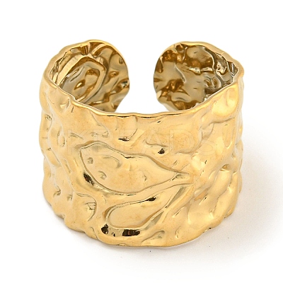 Ion Plating(IP) 304 Stainless Steel Textured Open Cuff Ring RJEW-A043-11G-1