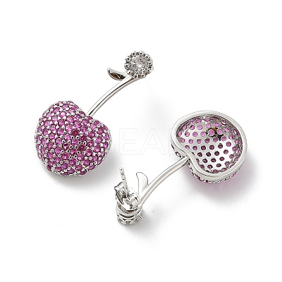 Cherry Brass Micro Pave Cubic Zirconia Stud Earrings EJEW-M077-12P-02-1