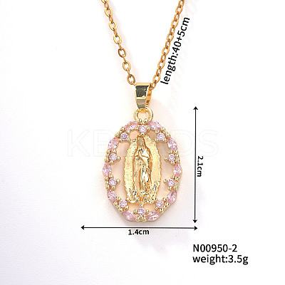 Retro Colorful Fashion Necklace with Shiny Rhinestones and Virgin Mary Pendant LW6178-2-1