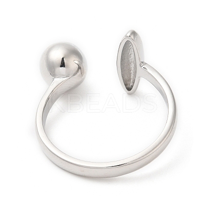 Brass Oval & Round Open Cuff Rings for Women RJEW-G288-03P-1
