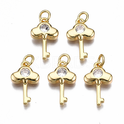 Brass Micro Pave Clear Cubic Zirconia Pendants KK-Q277-056-NF-1