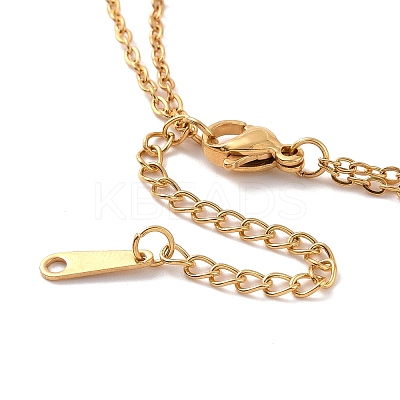 304 Stainless Steel Hollow Out Cross Pendant Double Layer Necklace with Cable Chains for Men Women NJEW-E088-01G-1