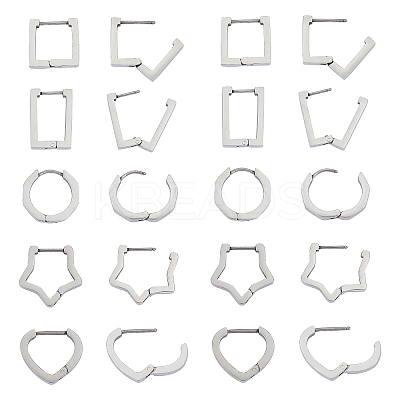 304 Stainless Steel Huggie Hoop Earrings EJEW-UN0001-36P-1