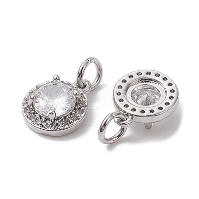 Brass Micro Pave Clear Cubic Zirconia Charms KK-K360-16P-1