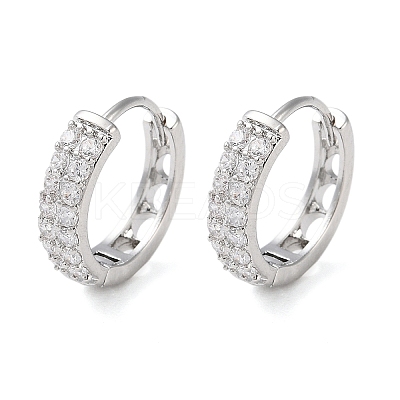 Brass Micro Pave Clear Cubic Zirconia Hoop Earrings EJEW-S234-04P-1