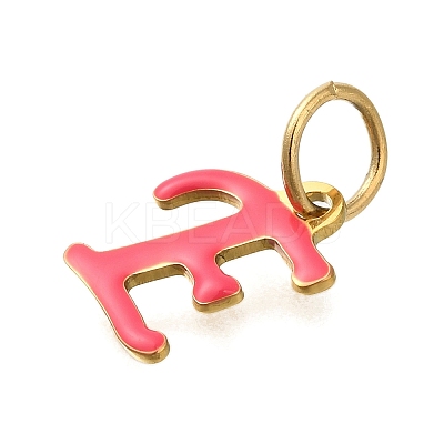 Ion Plating(IP) 304 Stainless Steel Enamel Alphabet Charms STAS-F308-02G-E-1