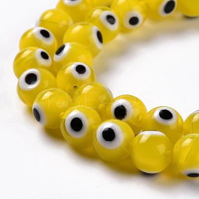 Handmade Evil Eye Lampwork Round Bead Strands LAMP-L055-8mm-01-1
